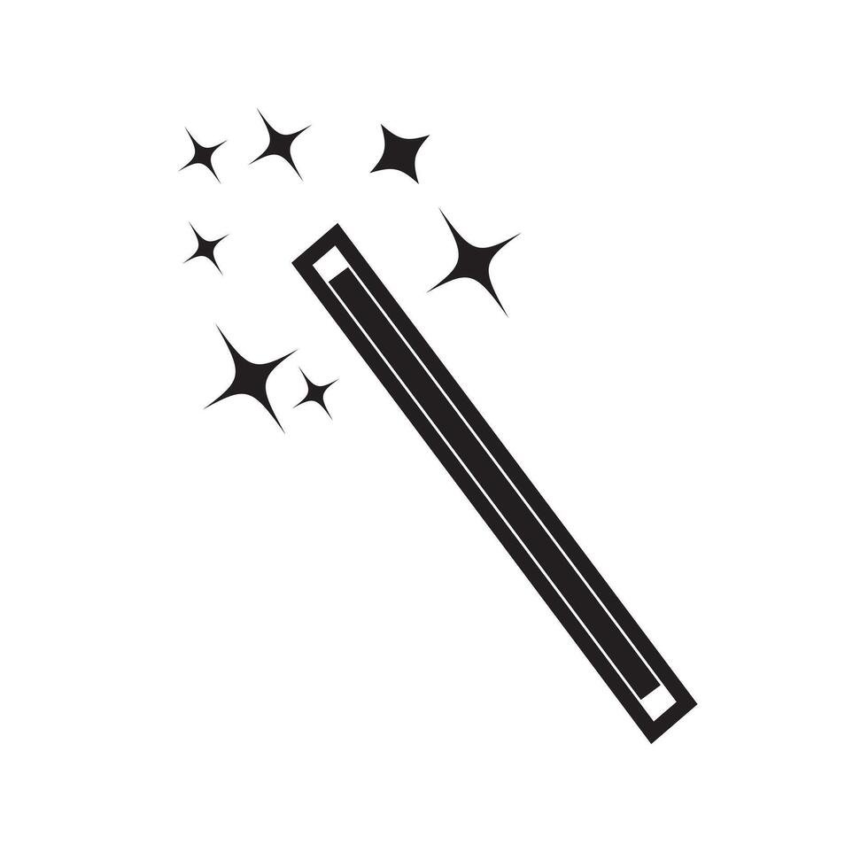 WHY US magic wand with stars flat sign design vector